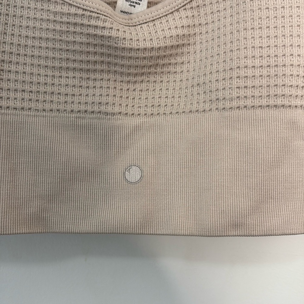 Beige Waffle Knit sports bra